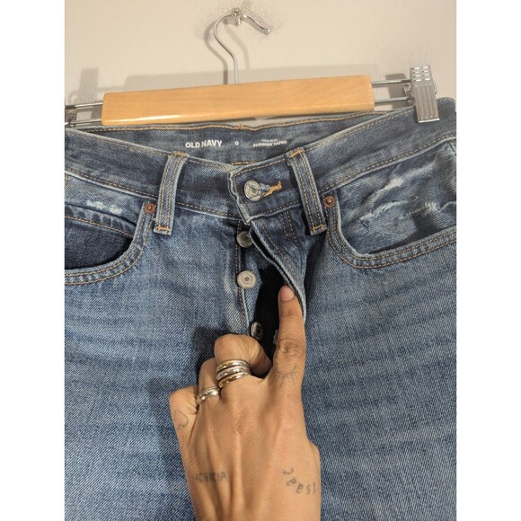 Old Navy Womens Blue Taper Mid Rise Jeans Sz 0 Streetwear Baggy Capsule Classic - Picture 3 of 9
